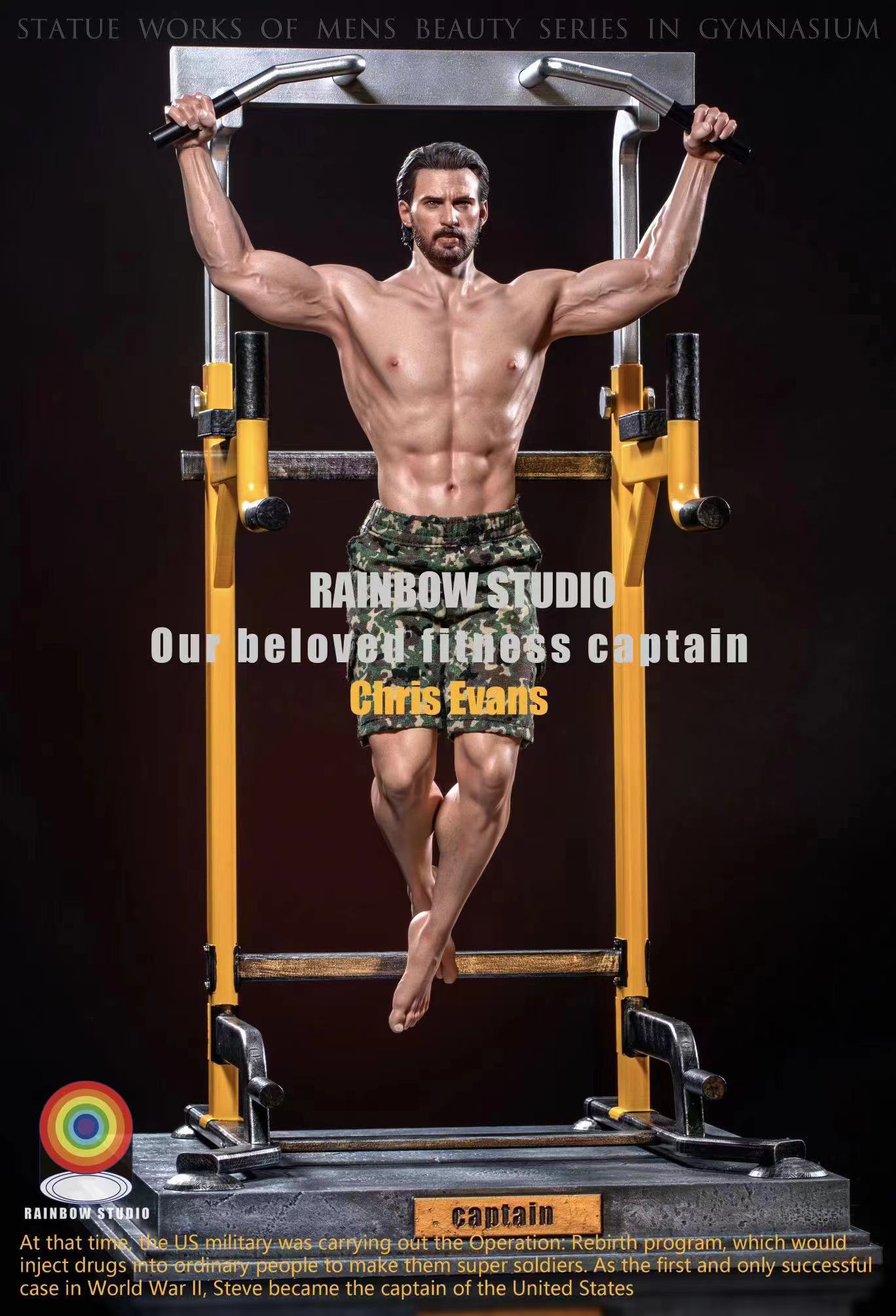 Pre-order RAINBOW STUDIO Captain America Christopher Robert Evans GYM Version 1/6 Statue GK